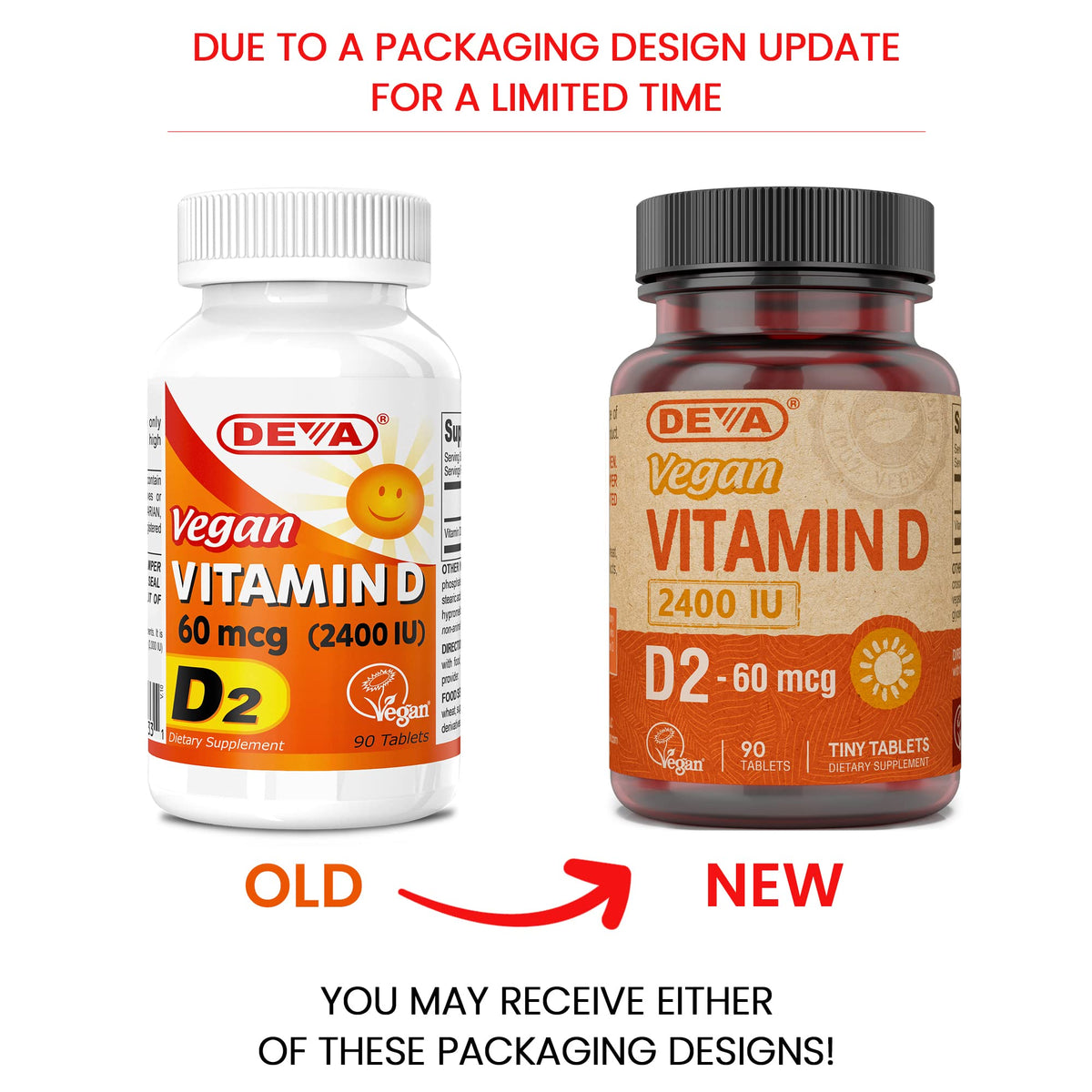 DEVA Vitamine D2 2400 IU tableau des valeurs nutritionnelles