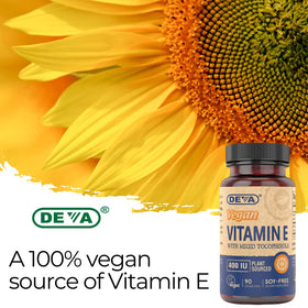 DEVA Vitamine E 400 IU ingrédients sur l'étiquette