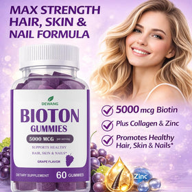 DEWANG Gummies de Biotine 5000 mcg avec un verre d'eau