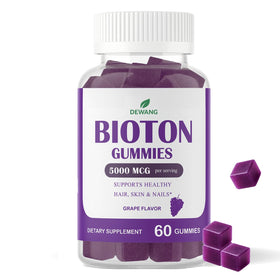 DEWANG Gummies de Biotine 5000 mcg vue de face avec emballage