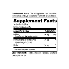 DGL Synergy 500mg Racine de Réglisse à Mâcher - ingrédients sur l'emballage