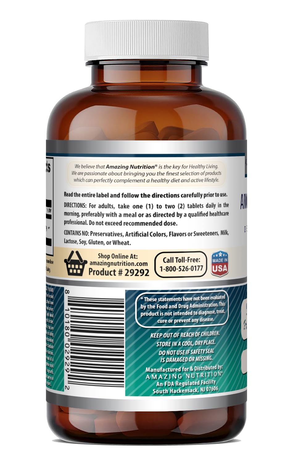 DHEA 50 Mg Amazing Nutrition arrière du flacon