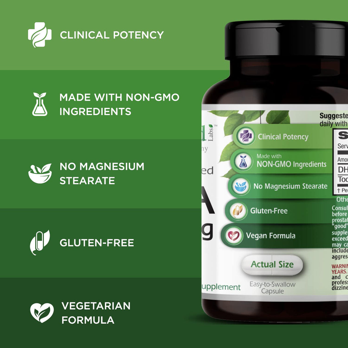 DHEA 50mg capsules végétales d'Emerald Laboratories avec étiquette visible
