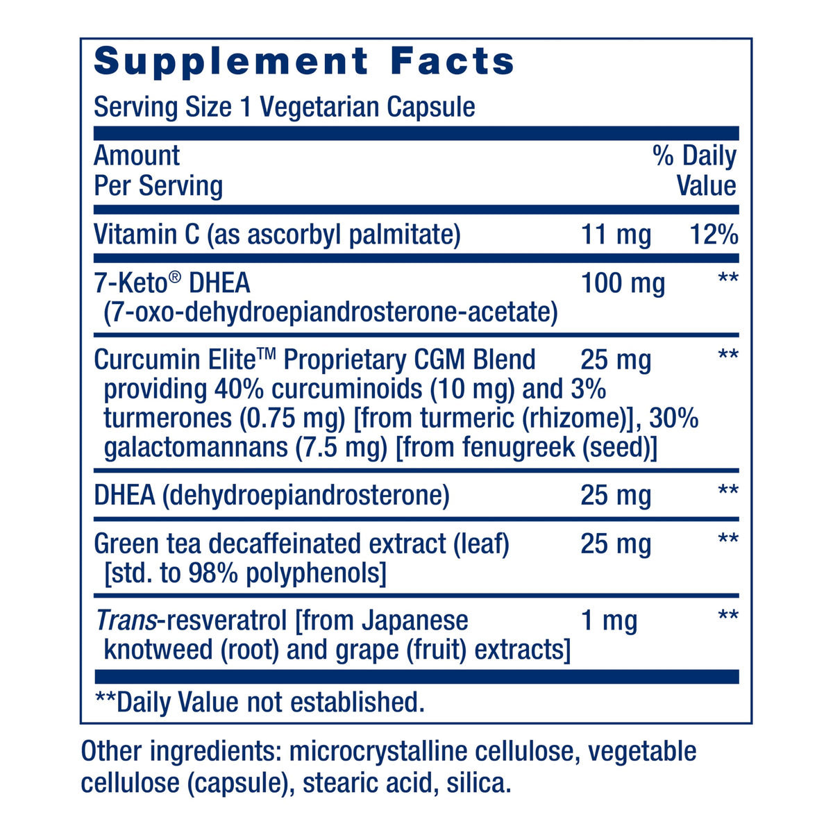 DHEA Complete Life Extension vue de côté avec étiquette visible