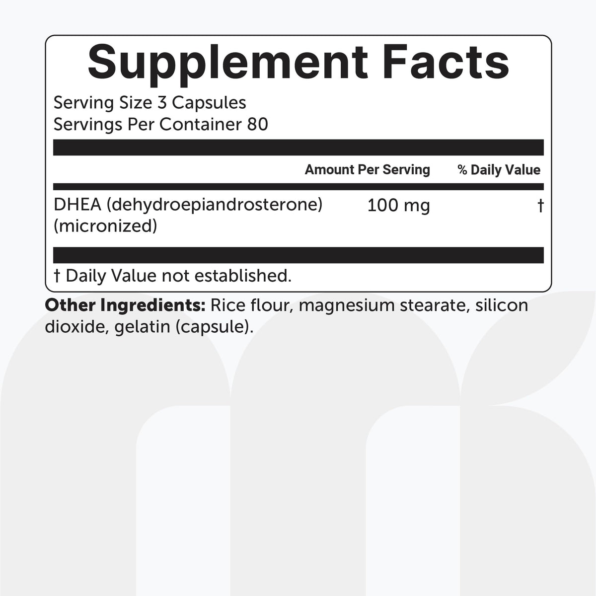 DHEA Micro Ingredients 100mg capsules avec arrière-plan naturel