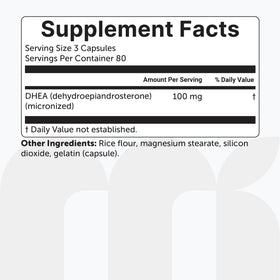 DHEA Micro Ingredients 100mg capsules avec arrière-plan naturel
