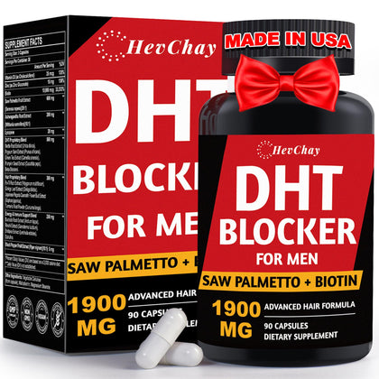 DHT Blocker HevChay 600mg Saw Palmetto 10000mcg Biotin vue de face