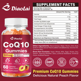 DIAOLAI Gélules de CoQ10 500mg gummies orange en gros plan