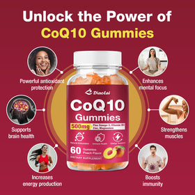 DIAOLAI Gélules de CoQ10 500mg gummies orange sur une table