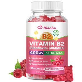 DIAOLAI Gélules de Vitamine B2 400mg avec Magnésium, vue avant de l'emballage