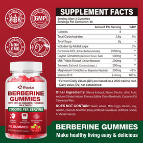 DIAOLAI Gummies de Berbérine 2000mg avec une poignée de gummies