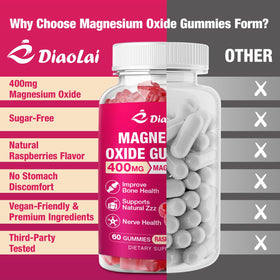 DIAOLAI Gummies de Magnésium 400mg, gummies avec une cuillère