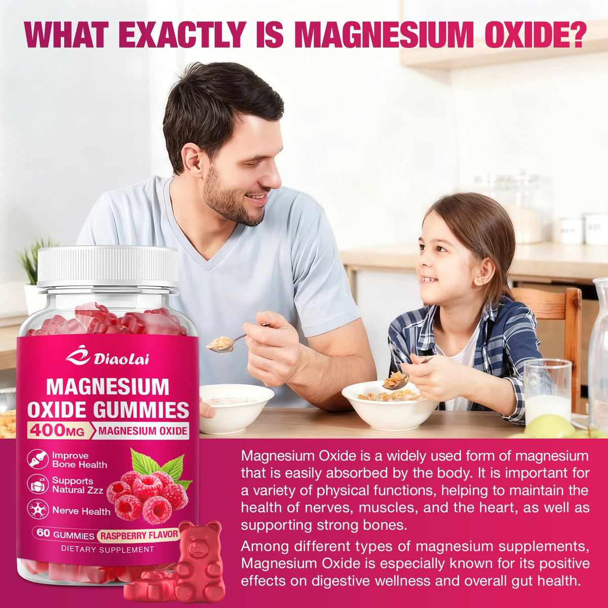 DIAOLAI Gummies de Magnésium 400mg, gummies en forme de petits bonbons