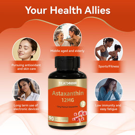 DIATMOON Astaxanthin 12mg gélules sur une table