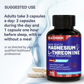 DIATMOON Magnésium L-Thréonate 90 capsules sur fond blanc