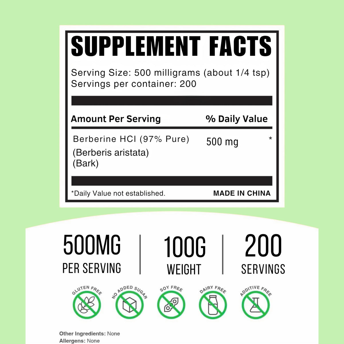 Dibesity poudre de berbérine pure 100g vue arrière avec étiquette