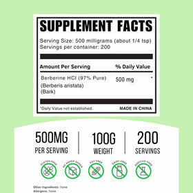 Dibesity poudre de berbérine pure 100g vue arrière avec étiquette