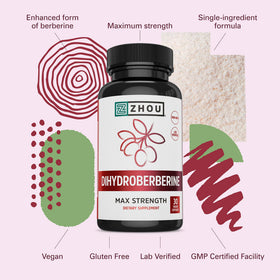 Dihydroberberine 100 mg ZHOU avec étiquette détaillée