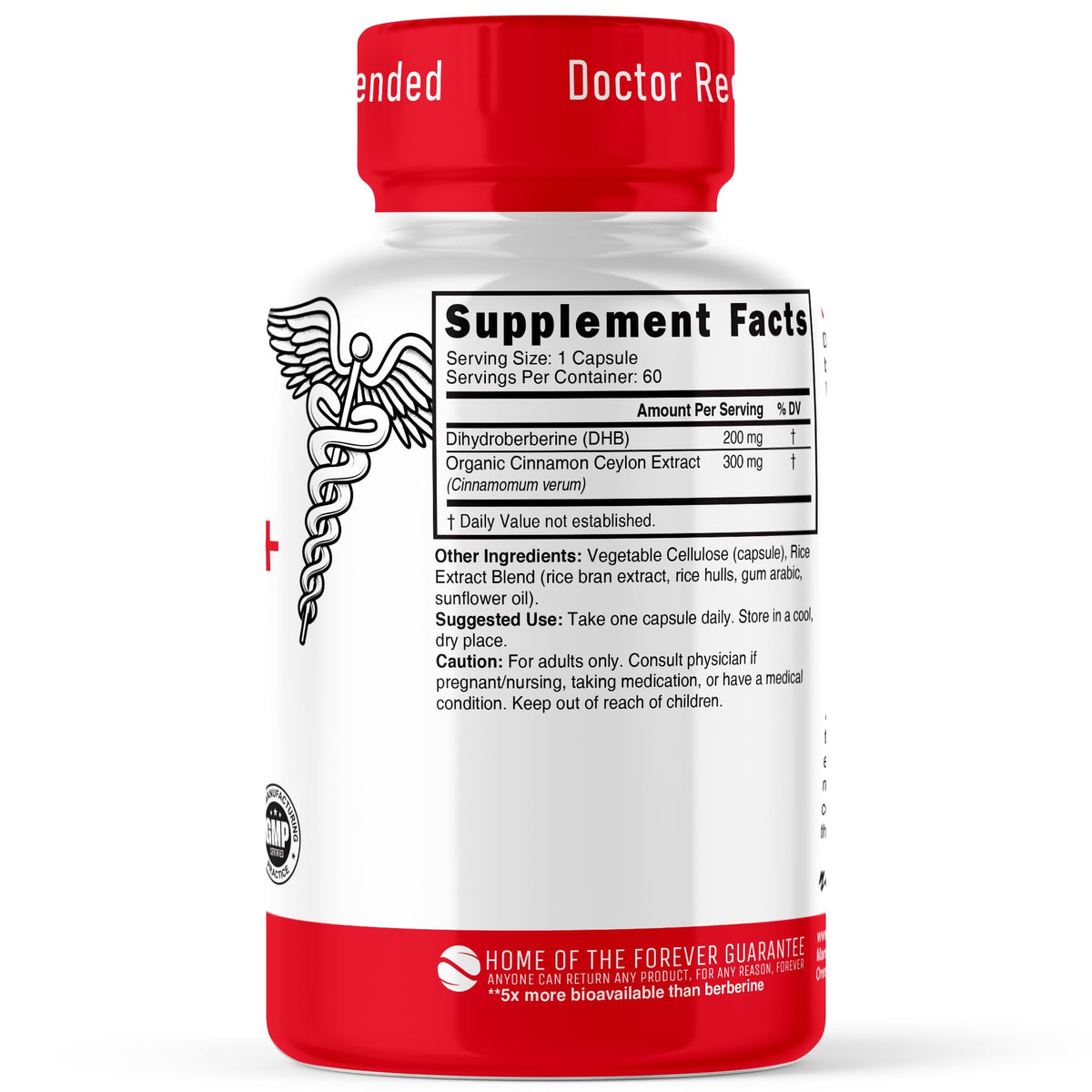 Dihydroberberine Nature's Fusions étiquette et dosage de 200mg