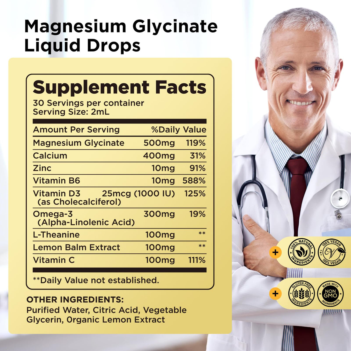 Dilib Complément Alimentaire Magnésium Glycinate 500mg flacon sur fond blanc