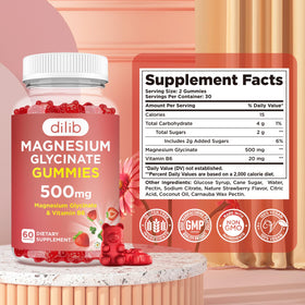 dilib Gummies de Magnésium Glycinate 500mg arrière du pot