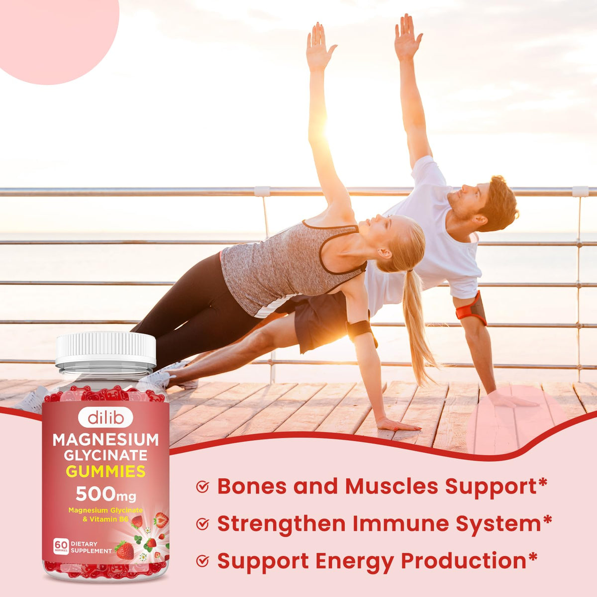 dilib Gummies de Magnésium Glycinate 500mg nutrition facts