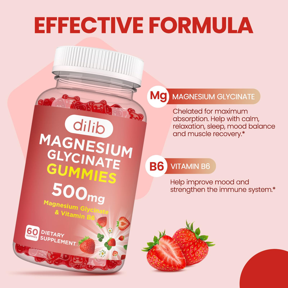 dilib Gummies de Magnésium Glycinate 500mg vue de côté