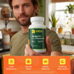 Dimensions du flacon SUNDIAL SUPPLEMENTS Apigenin 200mg L-Theanine 600mg