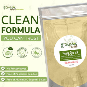 Dimmak Herbs Extrait de Scutellaria Baicalensis 5:1 130g, étiquette avec informations
