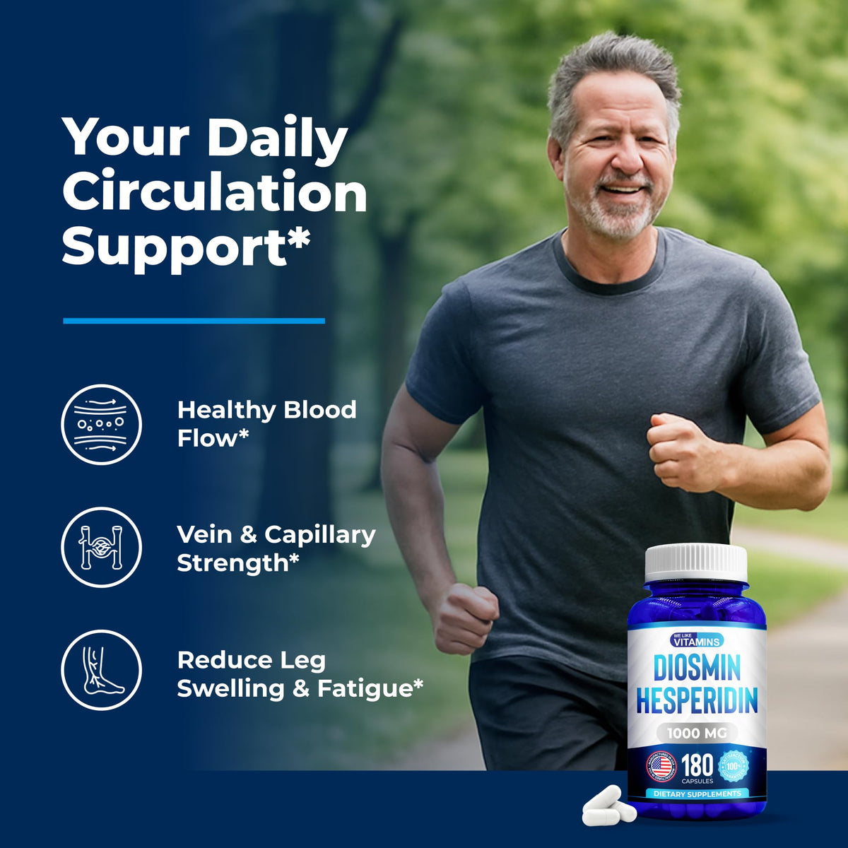 Diosmin Hesperidin 1000mg capsules sur une table
