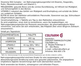 DIOSMINA Complex 60 comprimés avec des ingrédients sur une table