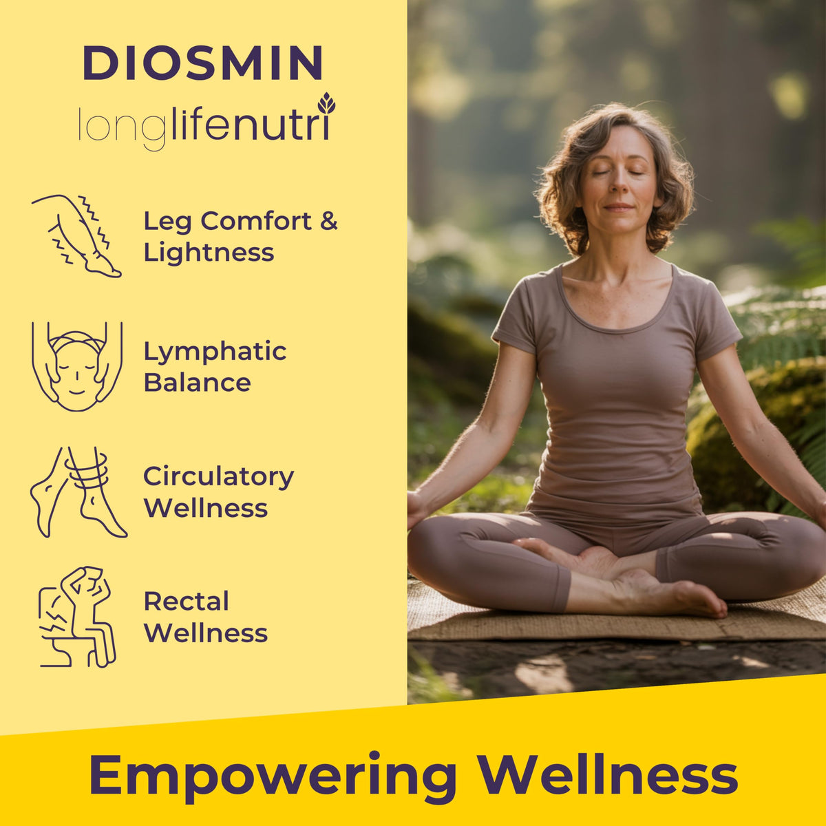 Diosmine 1000mg LongLifeNutri, étiquette avec informations nutritionnelles