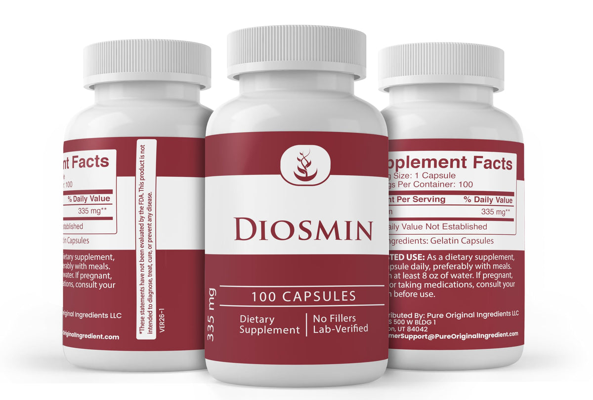 Diosmine capsules avec une main pour échelle