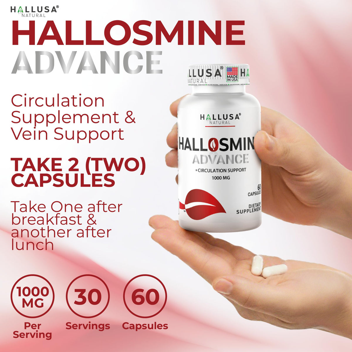 Diosmine Hallusa Natural sur une table avec des légumes
