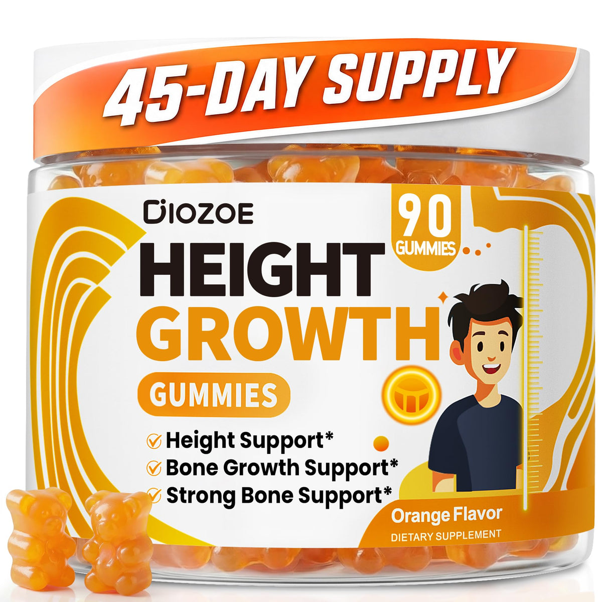 Diozoe Gummies de Croissance en Hauteur 90 Comprimés vue de face