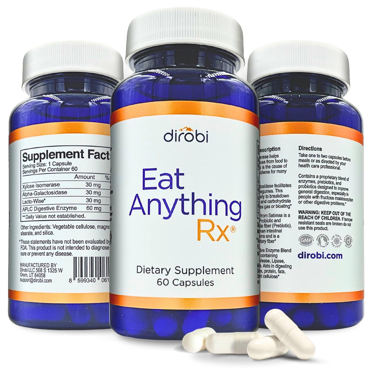 Dirobi Eat Anything Rx 60 capsules front view