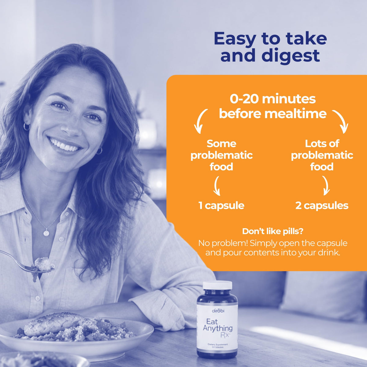 Dirobi Eat Anything Rx capsules with packaging