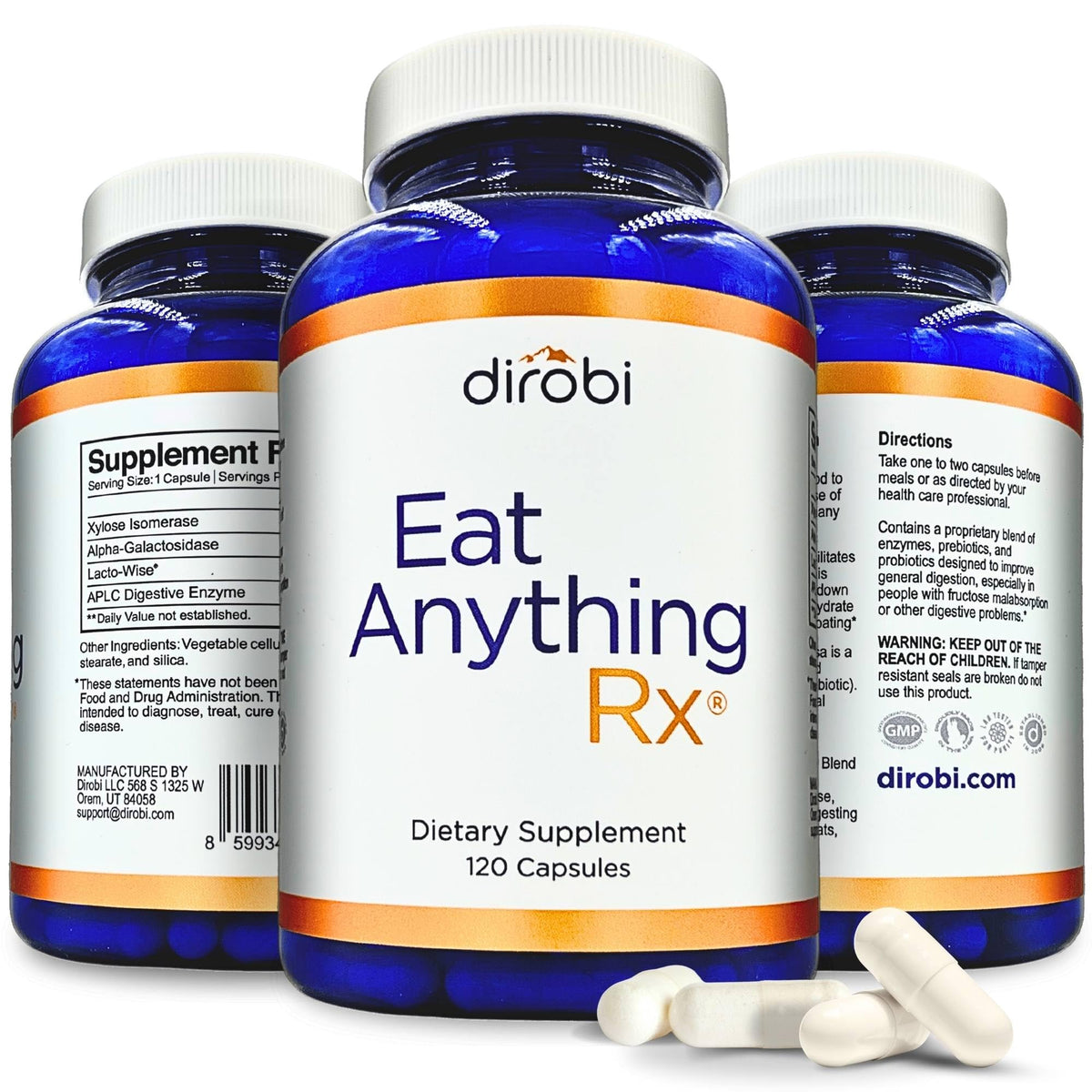 Dirobi Eat Anything Rx Enzyme 30 capsules vue avant