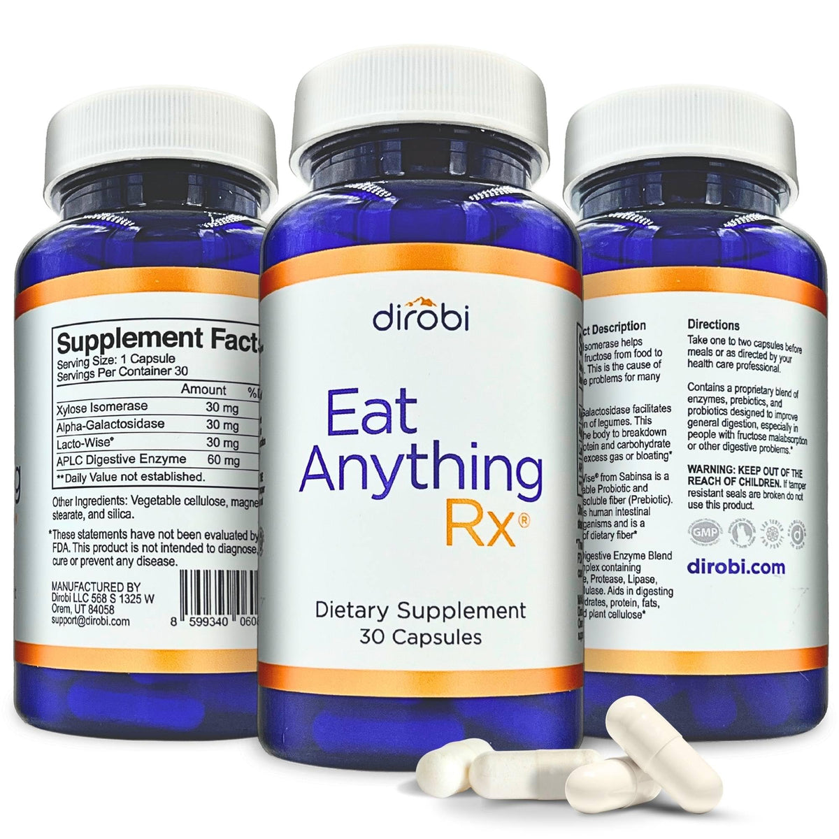 Dirobi Eat Anything Rx Enzymes 120 capsules vue avant
