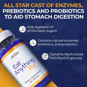 Dirobi Eat Anything Rx Enzymes capsules avec verre d'eau