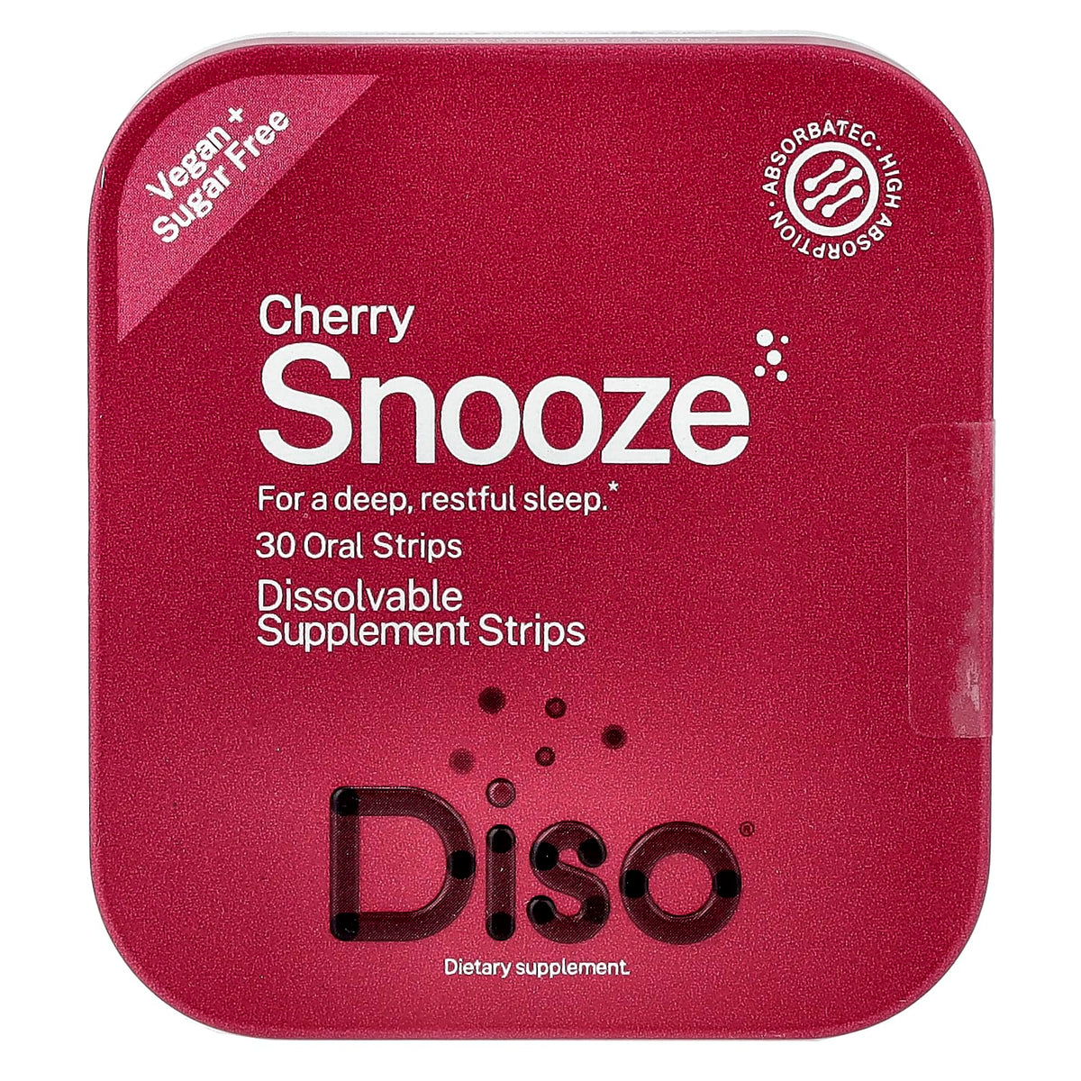 DISO Snooze Strips Dissolvants pour Sommeil Cerise, emballage avant