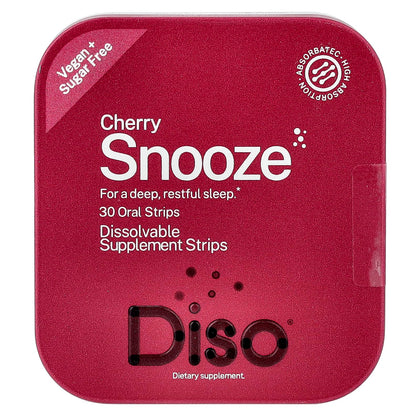 DISO Snooze Strips Dissolvants pour Sommeil Cerise, emballage avant