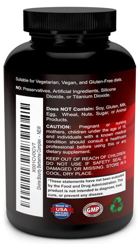 Divine Bounty Complément Alimentaire Berbérine 600mg - Étiquette avec ingrédients