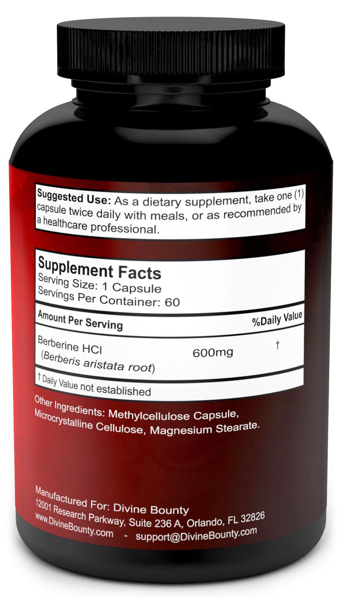 Divine Bounty Complément Alimentaire Berbérine 600mg - Gélules dans la main