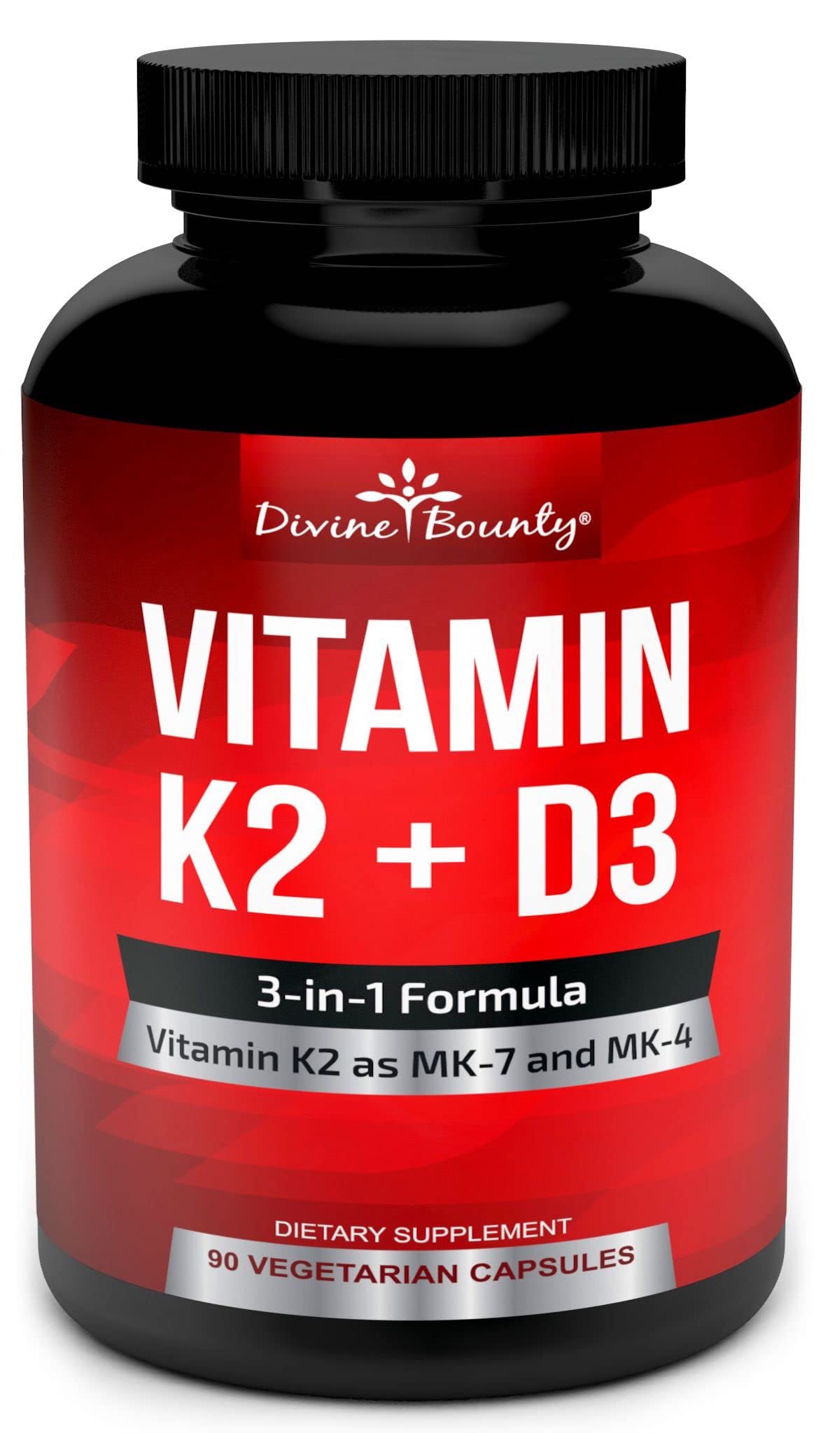 Divine Bounty Complément K2 D3 5000 UI - vue avant du produit