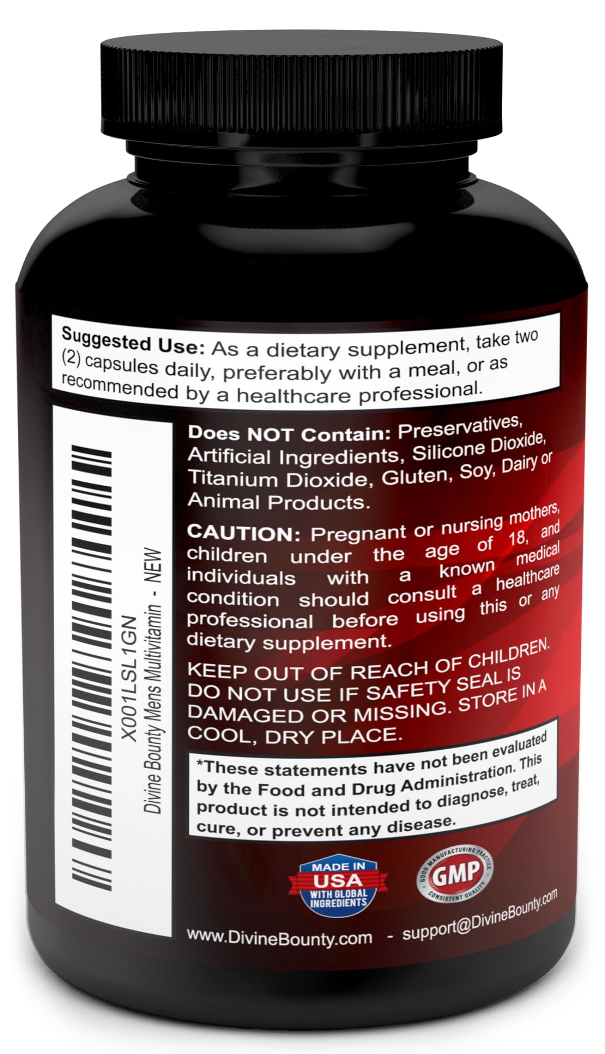Divine Bounty Multivitamines Masculines 90 Capsules - vue de côté