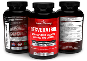 Divine Bounty Resvératrol 1400mg, emballage et taille du produit