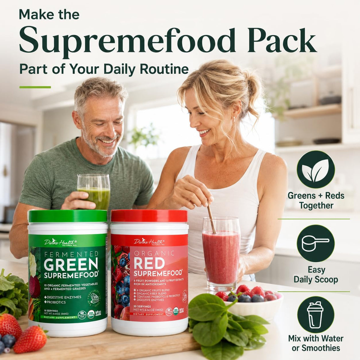 Divine Health Superfood en préparation dans un verre