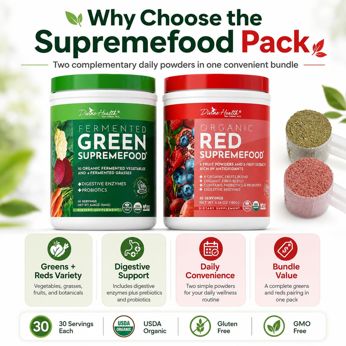 Divine Health Superfood Package avec une cuillère doseuse