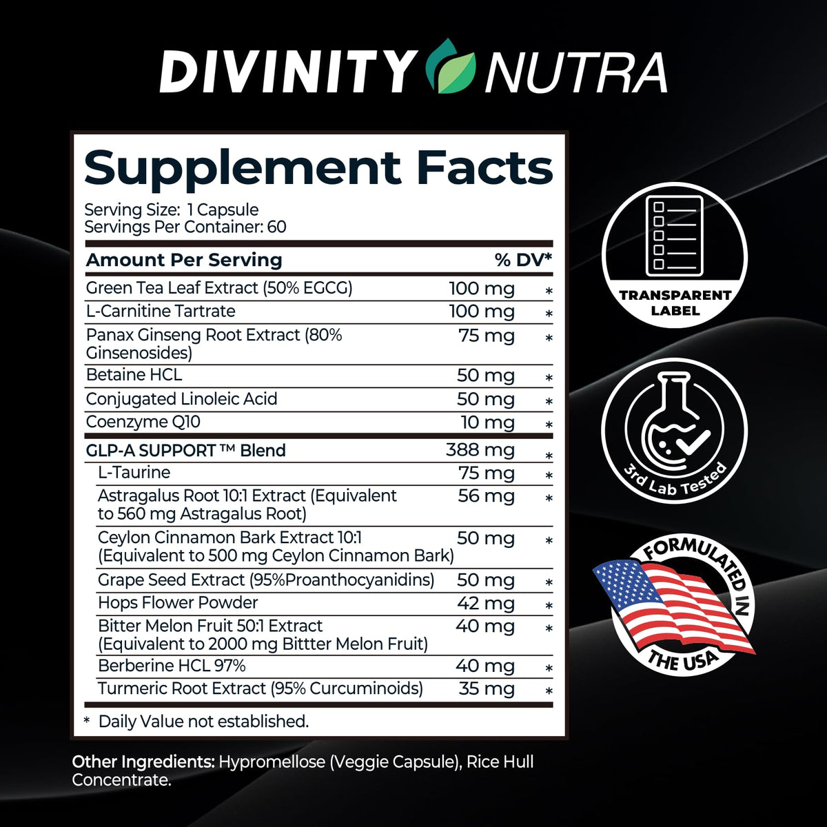 Divinity Nutra Brûleur de Graisse 60 Capsules avec des ingrédients naturels